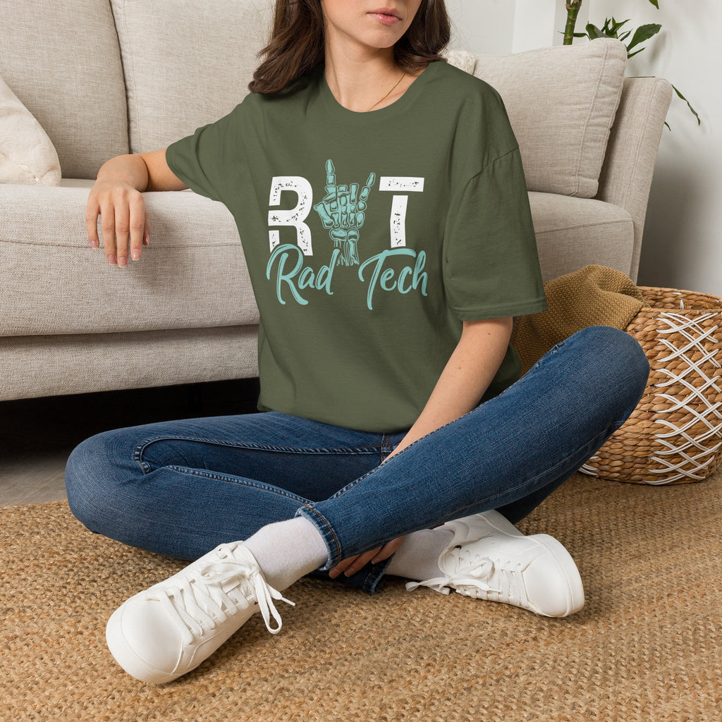 Rad Tech T-Shirt — Radiologic Technologist Radiology Shirt (Rock On Hand Sign)