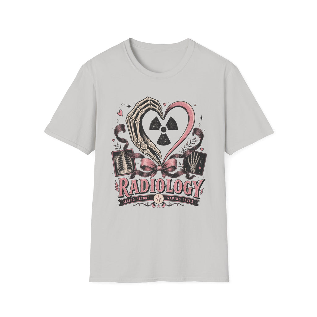 Skeleton heart hand Radiology with pink ribbon