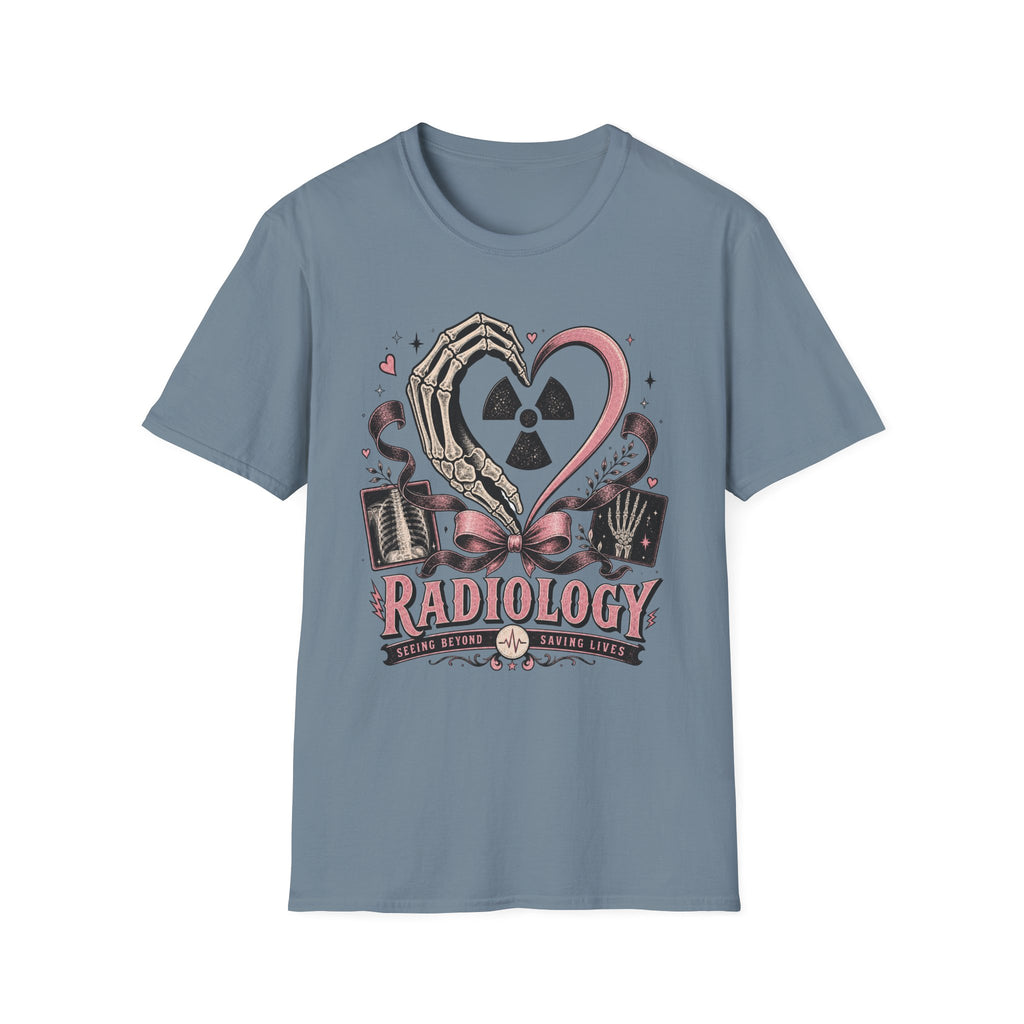 Skeleton heart hand Radiology with pink ribbon