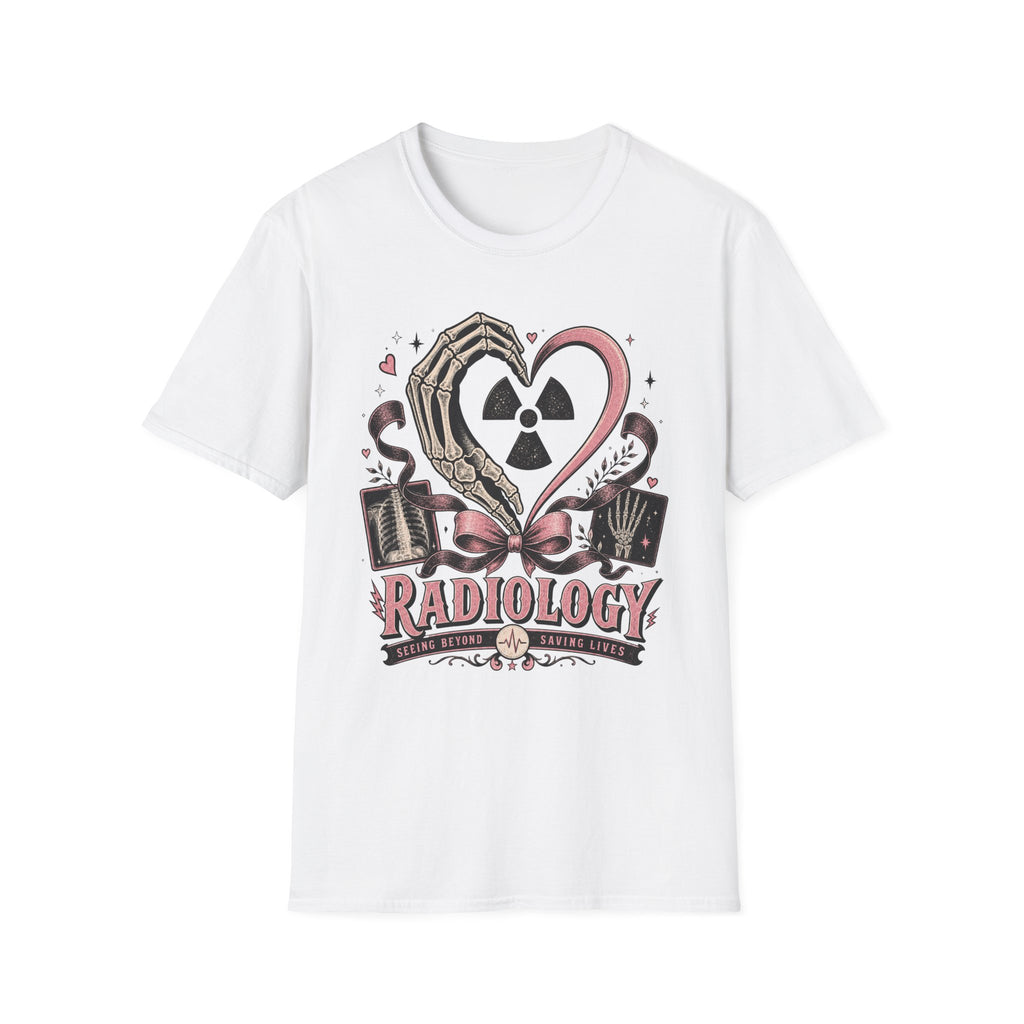Skeleton heart hand Radiology with pink ribbon