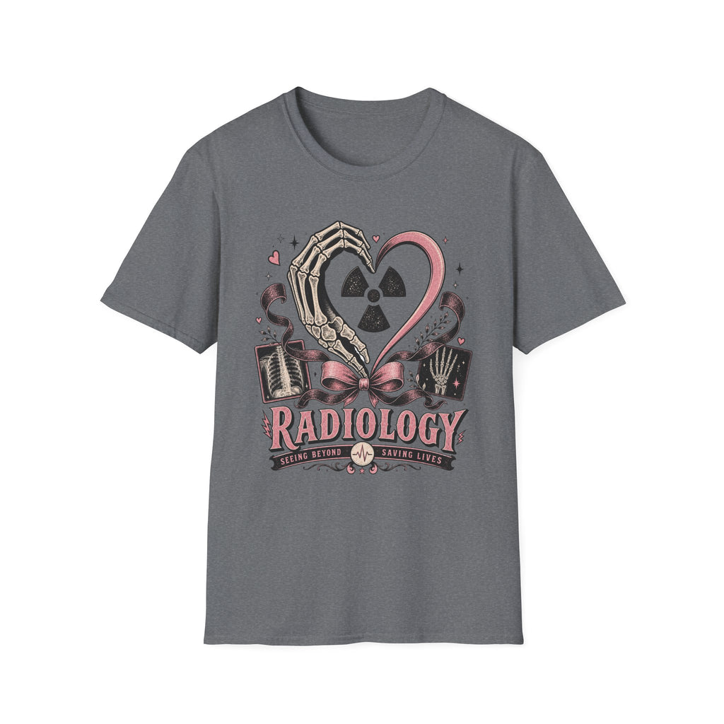Skeleton heart hand Radiology with pink ribbon