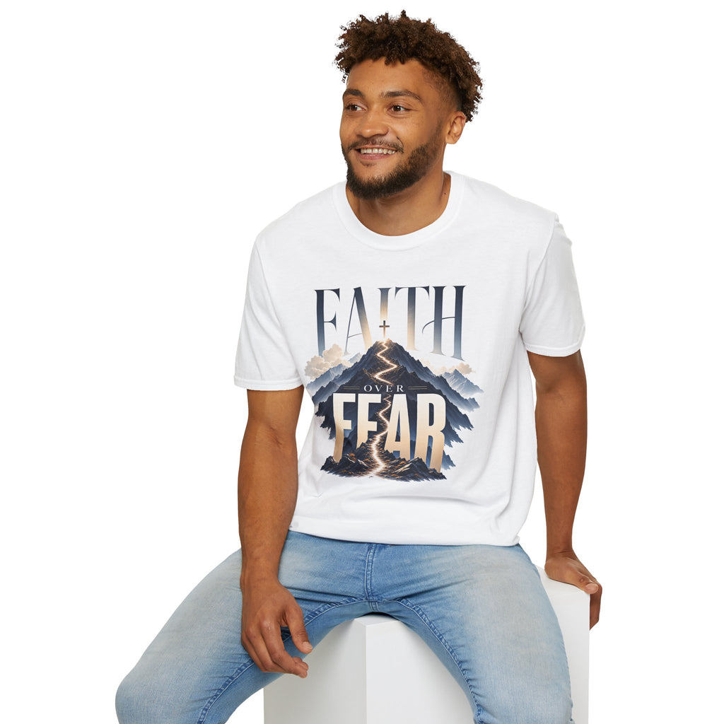 Faith Over Fear T-Shirt — Inspirational Christian Mountain Design