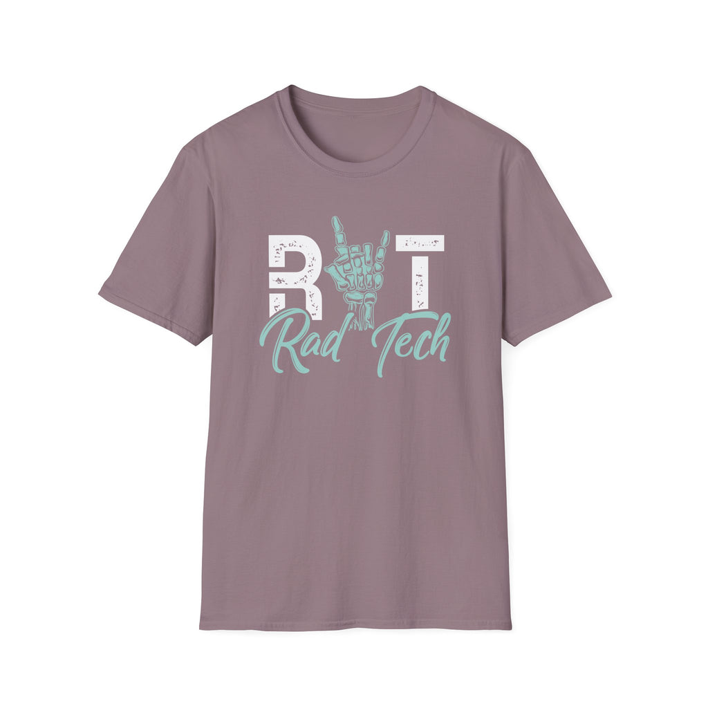 Rad Tech T-Shirt — Radiologic Technologist Radiology Shirt (Rock On Hand Sign)