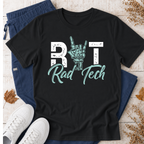Rad Tech T-Shirt — Radiologic Technologist Radiology Shirt (Rock On Hand Sign)