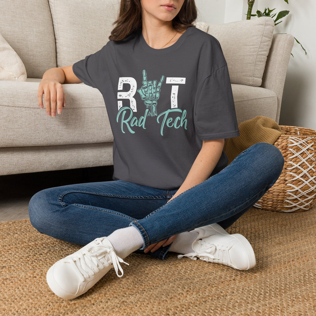Rad Tech T-Shirt — Radiologic Technologist Radiology Shirt (Rock On Hand Sign)