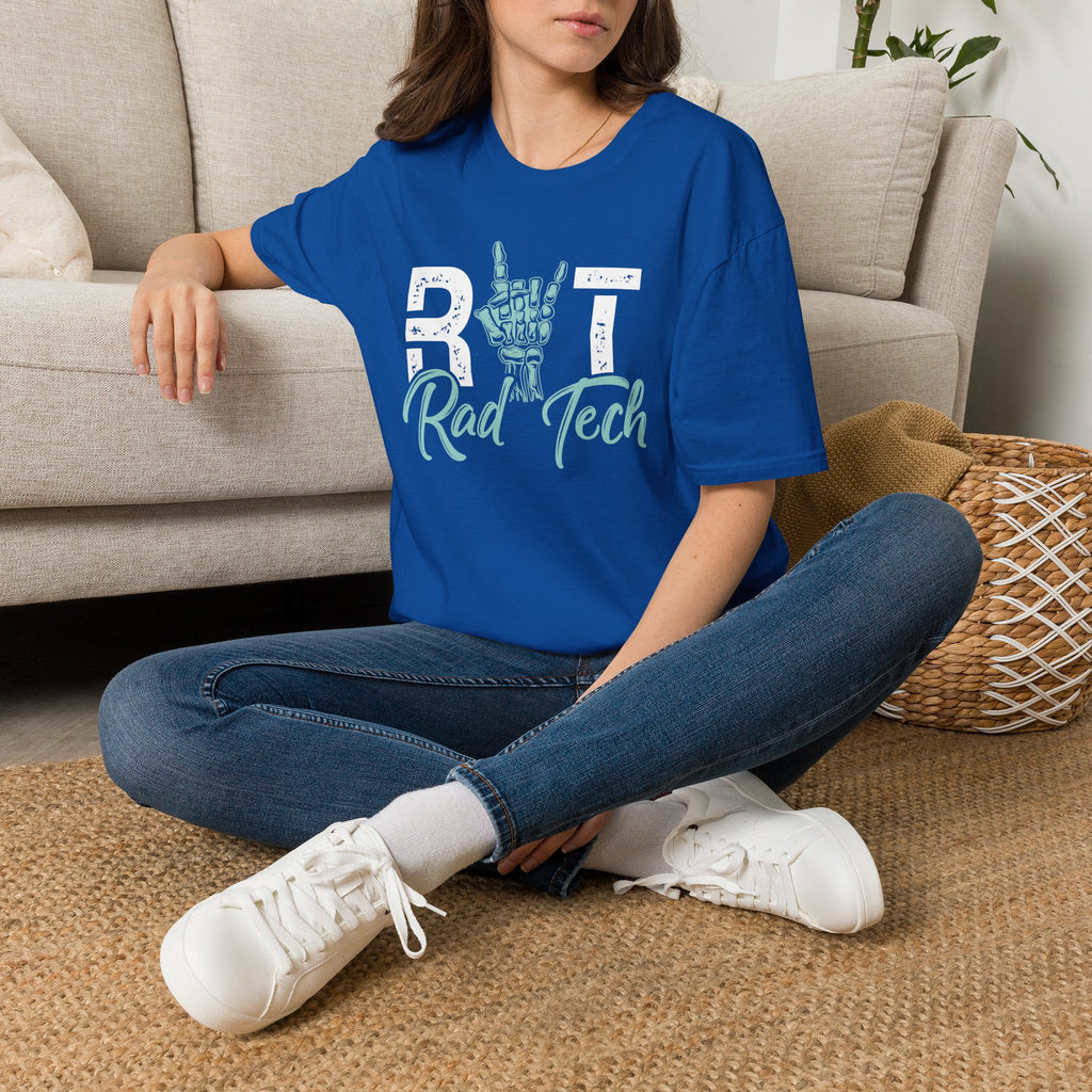 Rad Tech T-Shirt — Radiologic Technologist Radiology Shirt (Rock On Hand Sign)