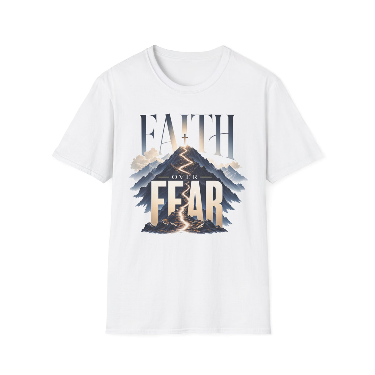 Faith Over Fear T-Shirt — Inspirational Christian Mountain Design
