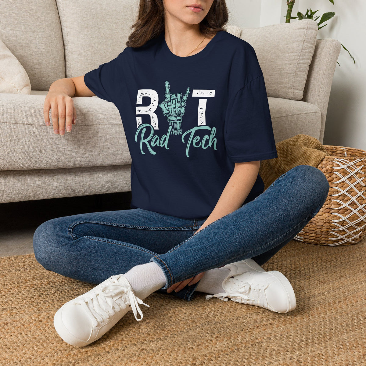 Rad Tech T-Shirt — Radiologic Technologist Radiology Shirt (Rock On Hand Sign)