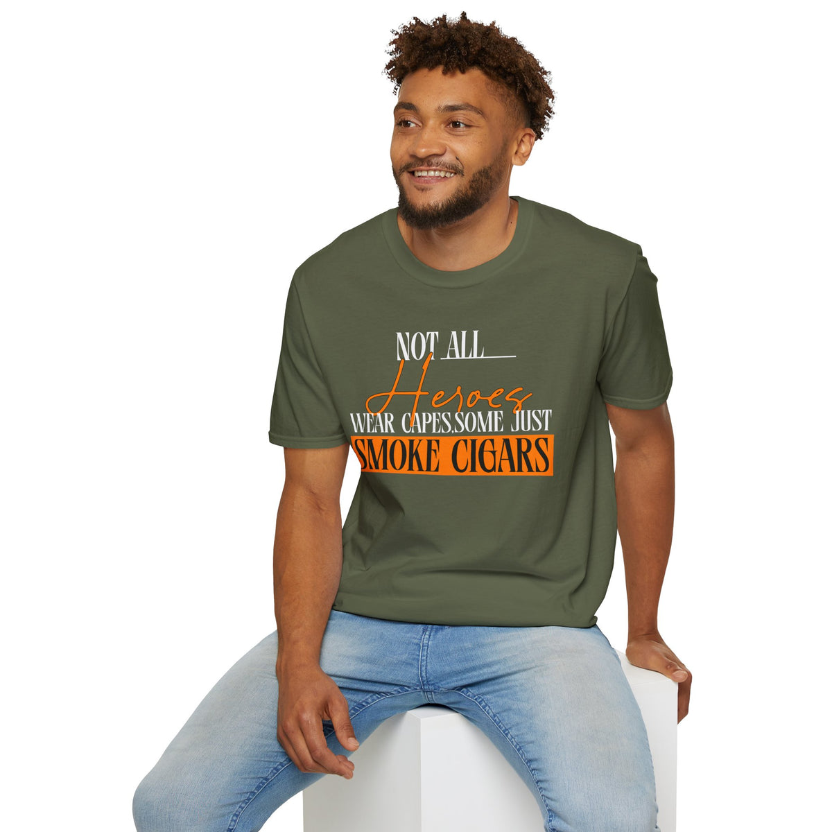 "Not All Heroes Wear Capes, Some Just Smoke Cigars" Funny Cigar Lover Tee