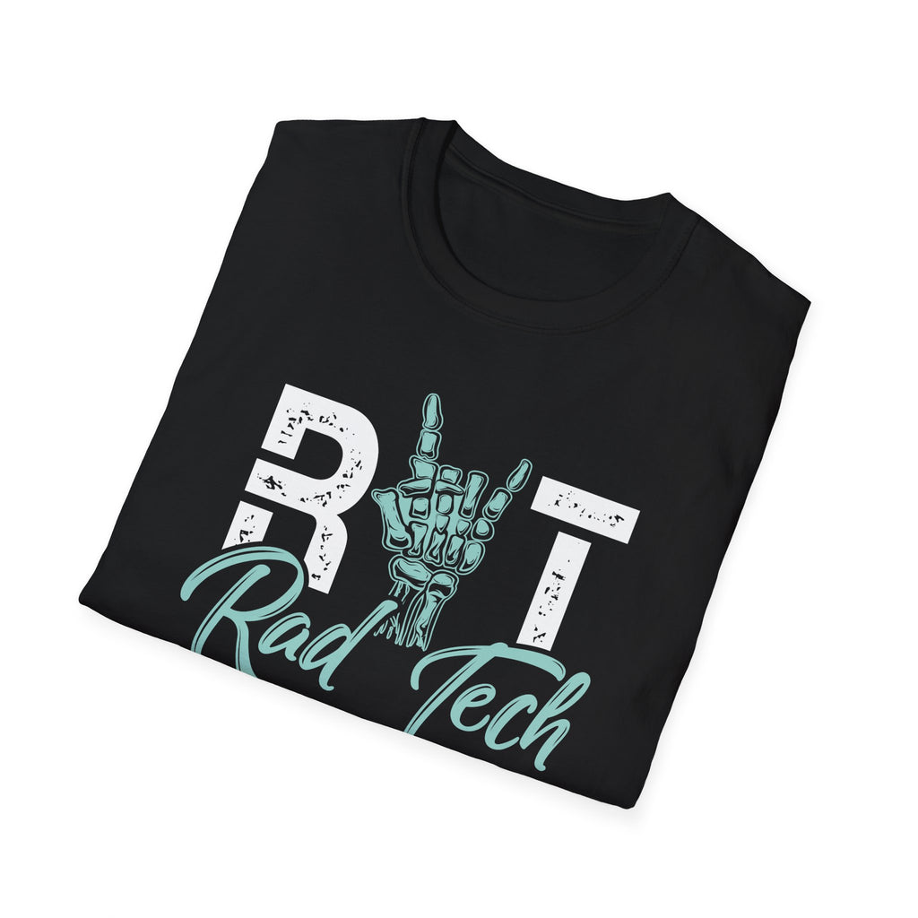 Rad Tech T-Shirt — Radiologic Technologist Radiology Shirt (Rock On Hand Sign)